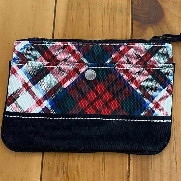 Lands' End Handbags - Land’s End Canvas Plaid Red Green & Black Wristlet Small Clutch NEW